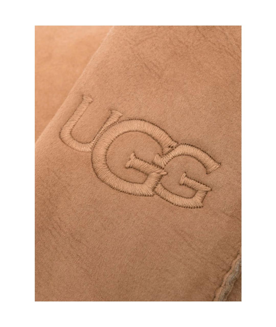 UGG Бежевые кожаные перчатки, фото 2