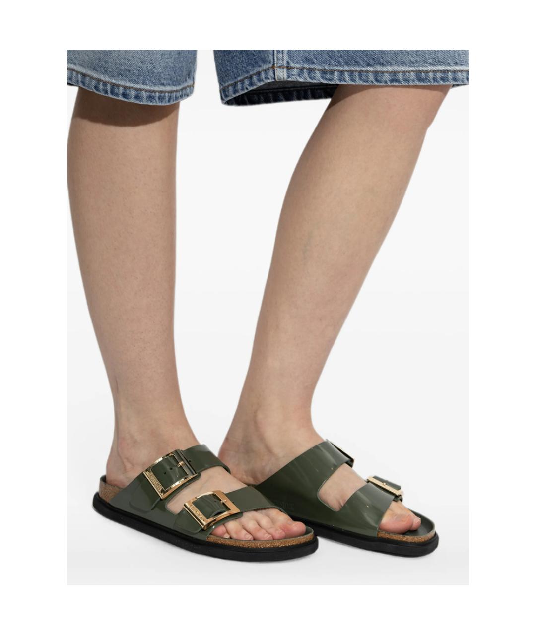 BIRKENSTOCK Зеленые кожаные сандалии, фото 2