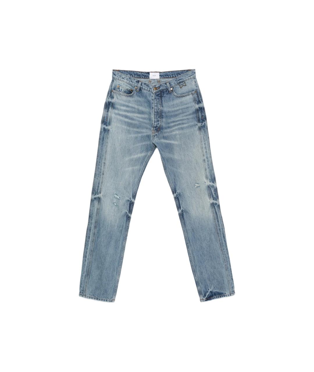 RHUDE Голубые хлопковые прямые джинсы, фото 5