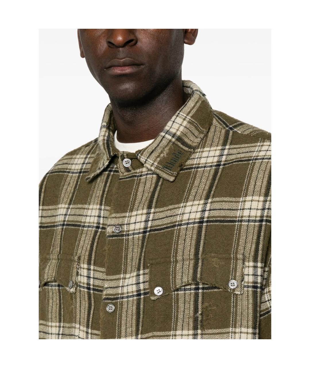 RHUDE Зеленая хлопковая кэжуал рубашка, фото 4