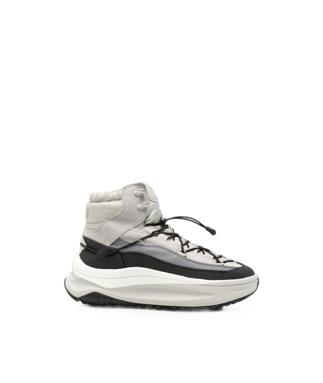 MOON BOOT Серые кожаные высокие кроссовки / кеды, фото 5
