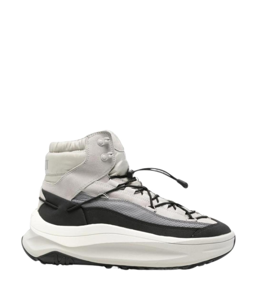 MOON BOOT Серые кожаные высокие кроссовки / кеды, фото 1