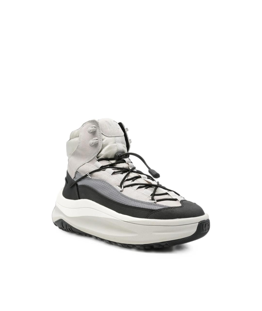 MOON BOOT Серые кожаные высокие кроссовки / кеды, фото 4