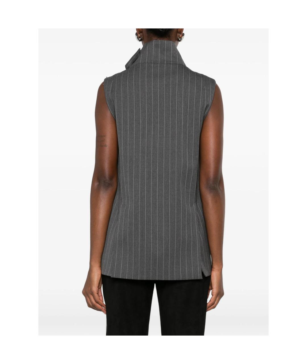 SPORTMAX Серая полиэстеровая жилетка, фото 4