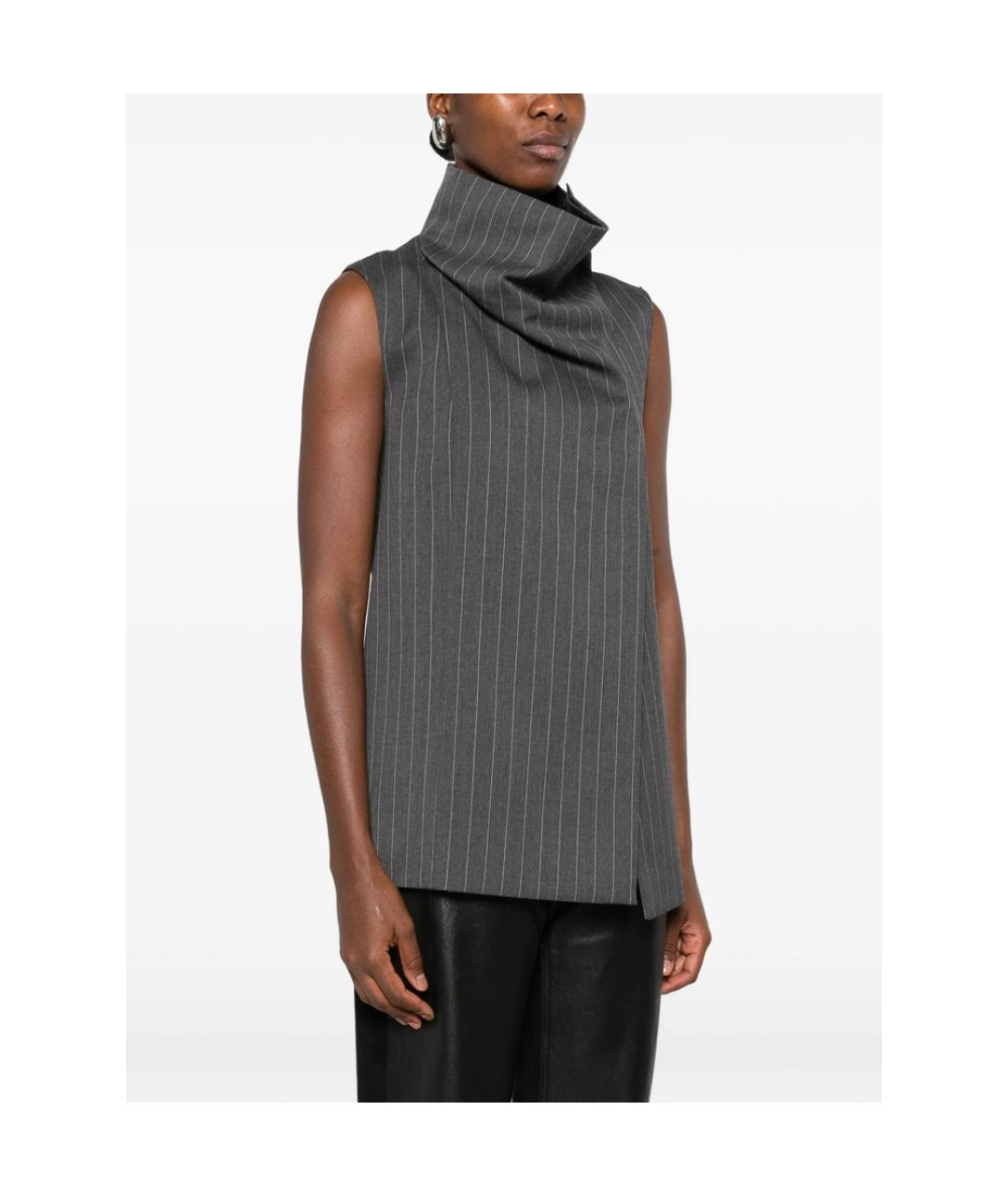 SPORTMAX Серая полиэстеровая жилетка, фото 3