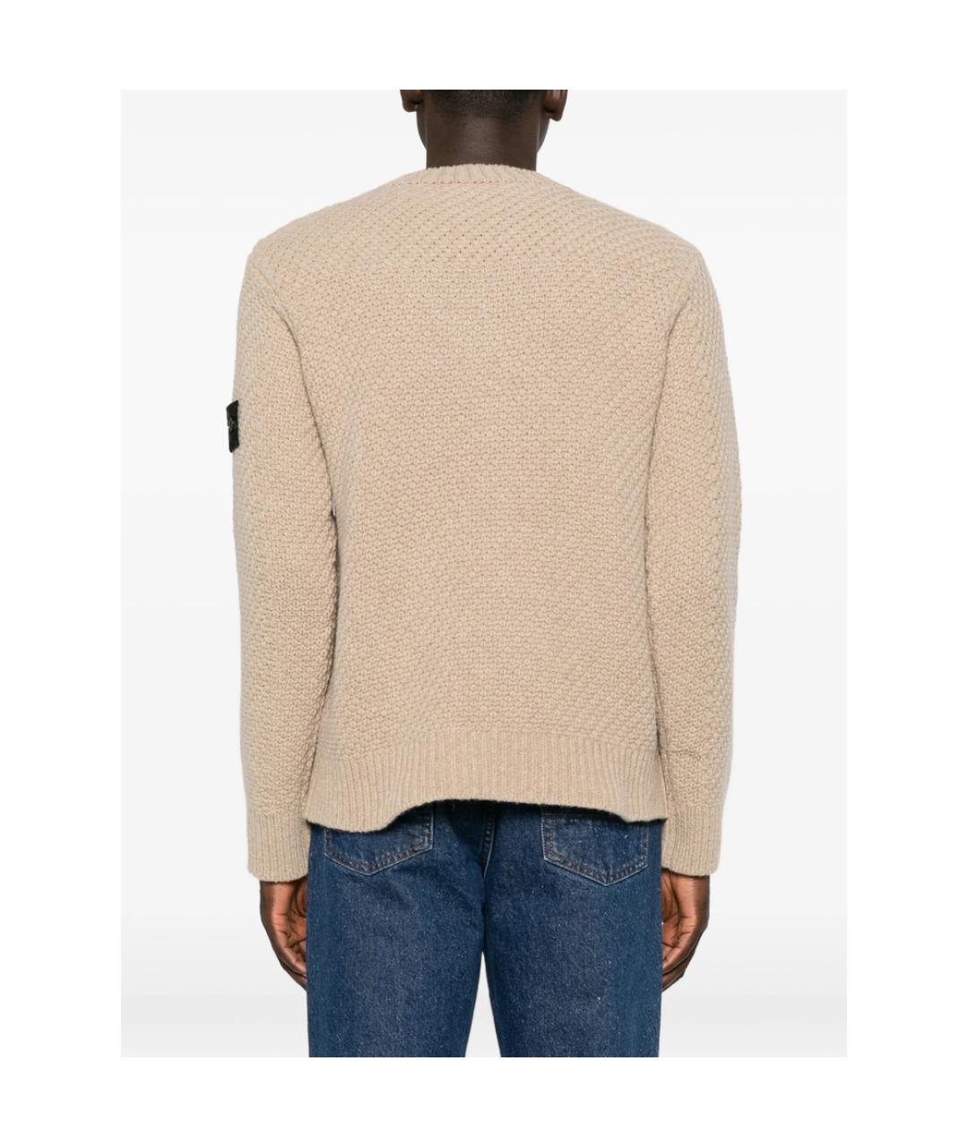 STONE ISLAND Бежевый шерстяной джемпер / свитер, фото 4