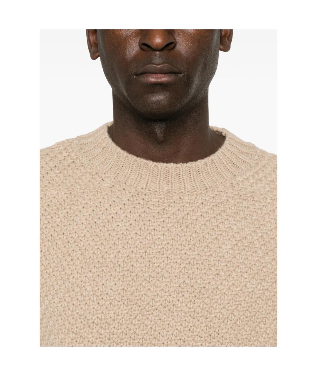 STONE ISLAND Бежевый шерстяной джемпер / свитер, фото 2