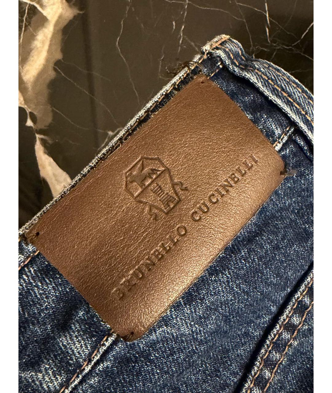 BRUNELLO CUCINELLI Синие хлопковые прямые джинсы, фото 6