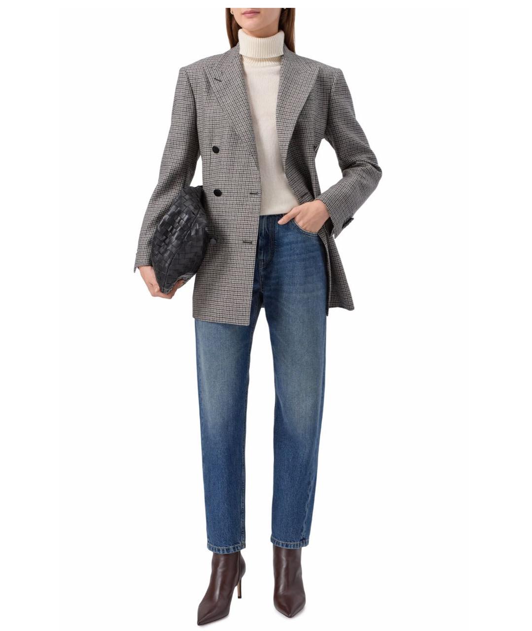 BRUNELLO CUCINELLI Синие хлопковые прямые джинсы, фото 8