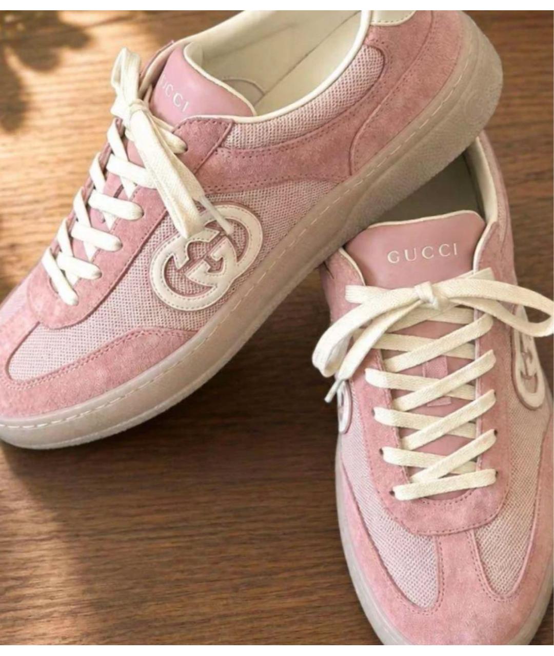 GUCCI Розовые замшевые кроссовки, фото 4