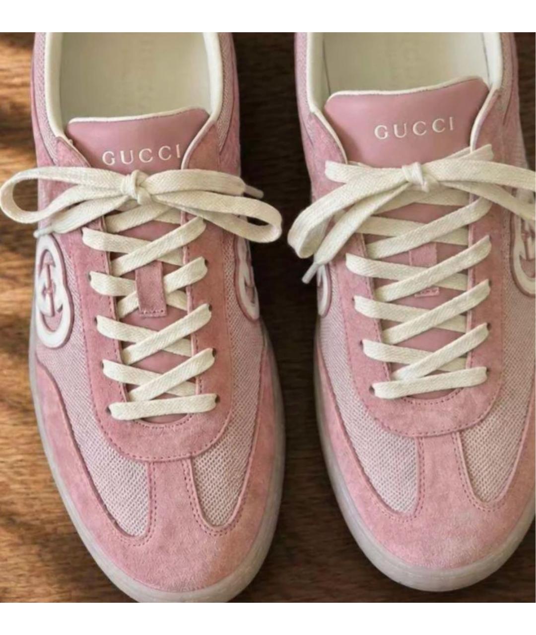 GUCCI Розовые замшевые кроссовки, фото 5