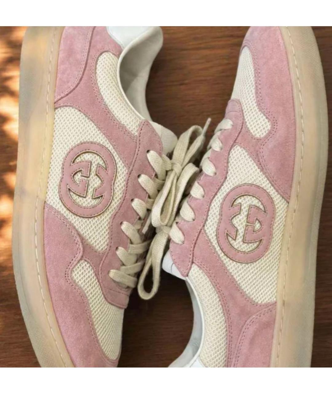 GUCCI Розовые замшевые кроссовки, фото 6