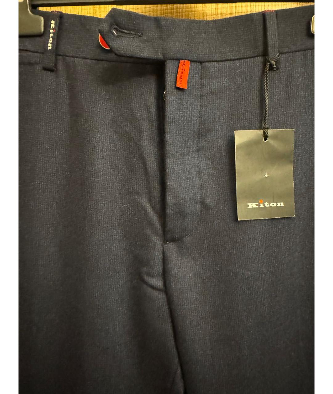 KITON Темно-синие шерстяные повседневные брюки, фото 6