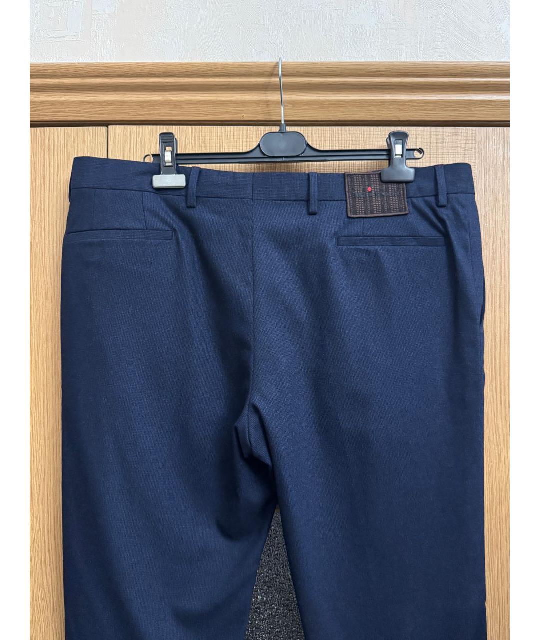 KITON Темно-синие шерстяные повседневные брюки, фото 3