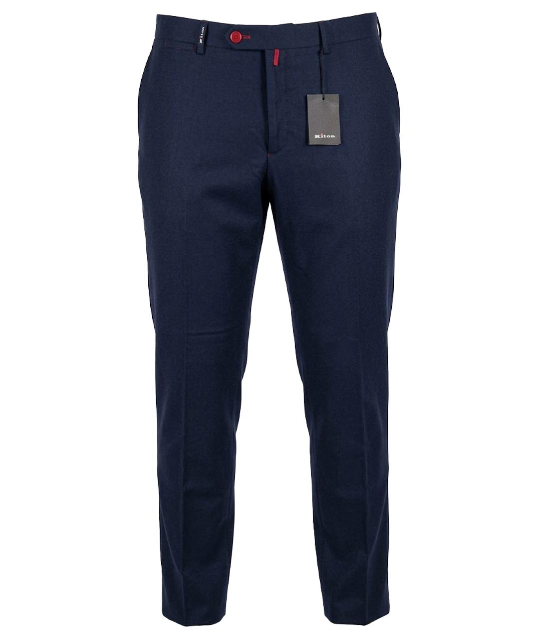 KITON Темно-синие шерстяные повседневные брюки, фото 1