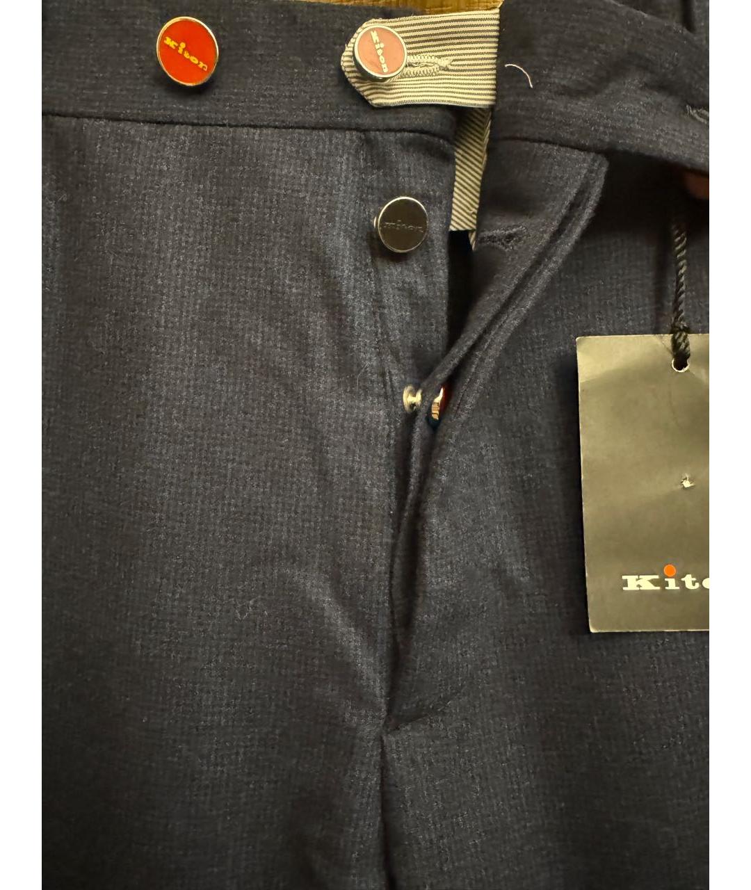 KITON Темно-синие шерстяные повседневные брюки, фото 7