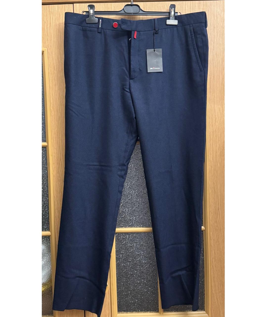 KITON Темно-синие шерстяные повседневные брюки, фото 9