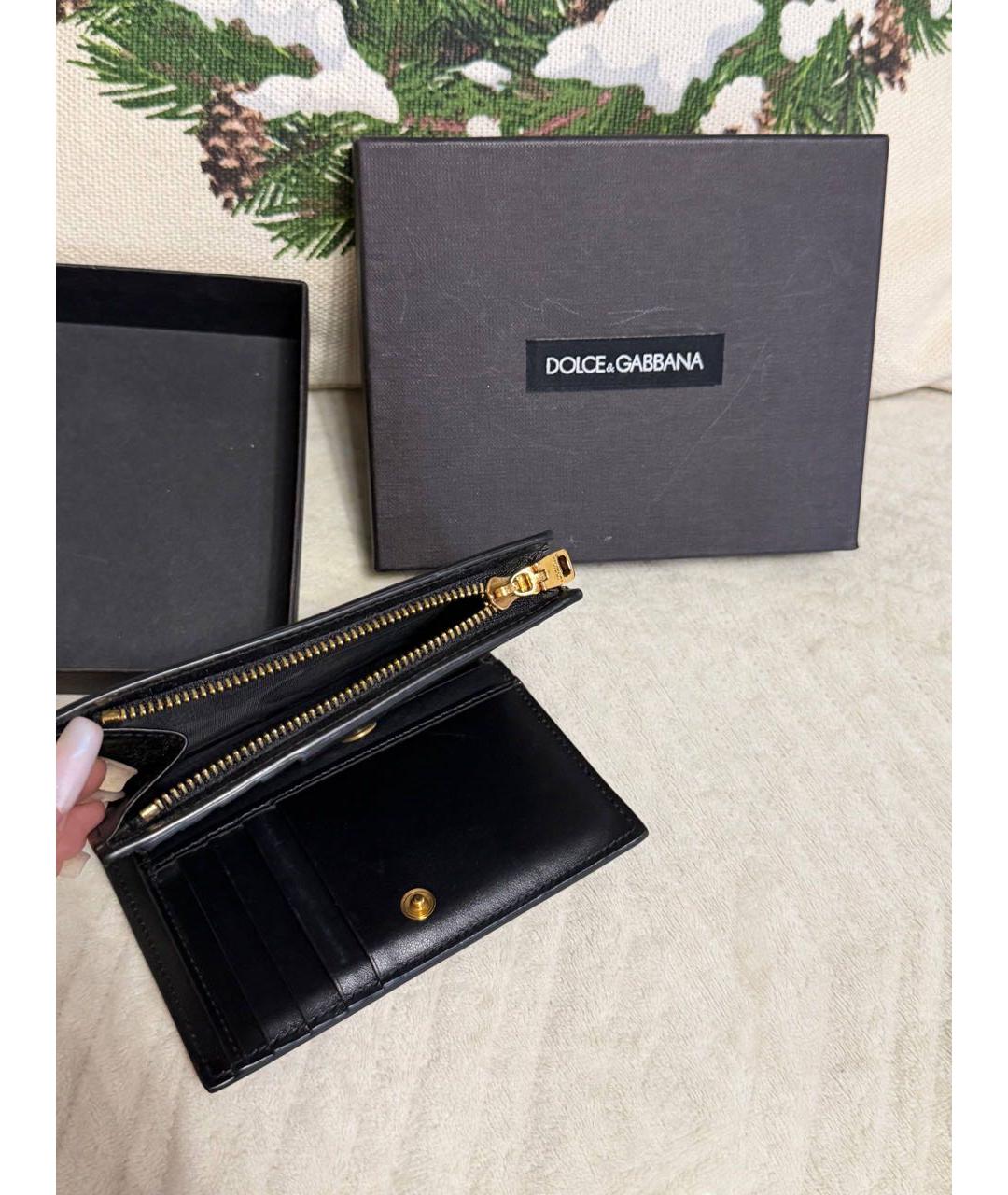 DOLCE&GABBANA Черный кожаный кошелек, фото 2