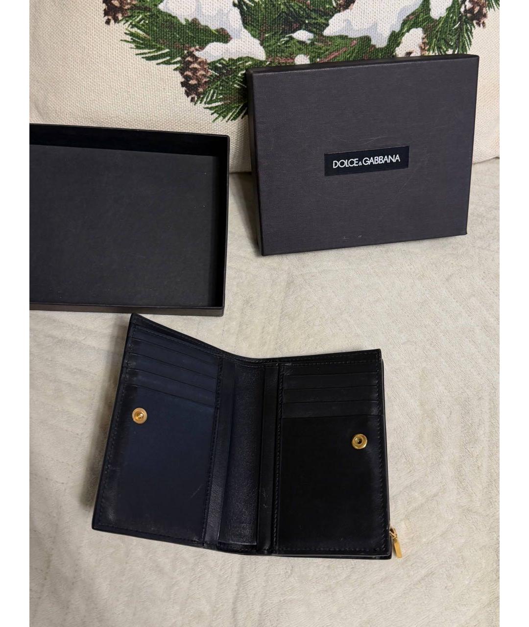 DOLCE&GABBANA Черный кожаный кошелек, фото 3