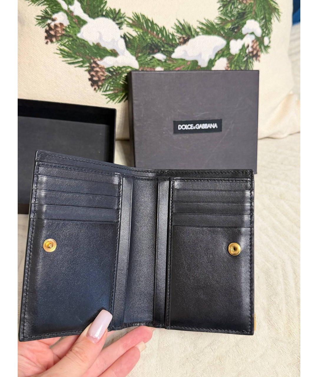 DOLCE&GABBANA Черный кожаный кошелек, фото 4
