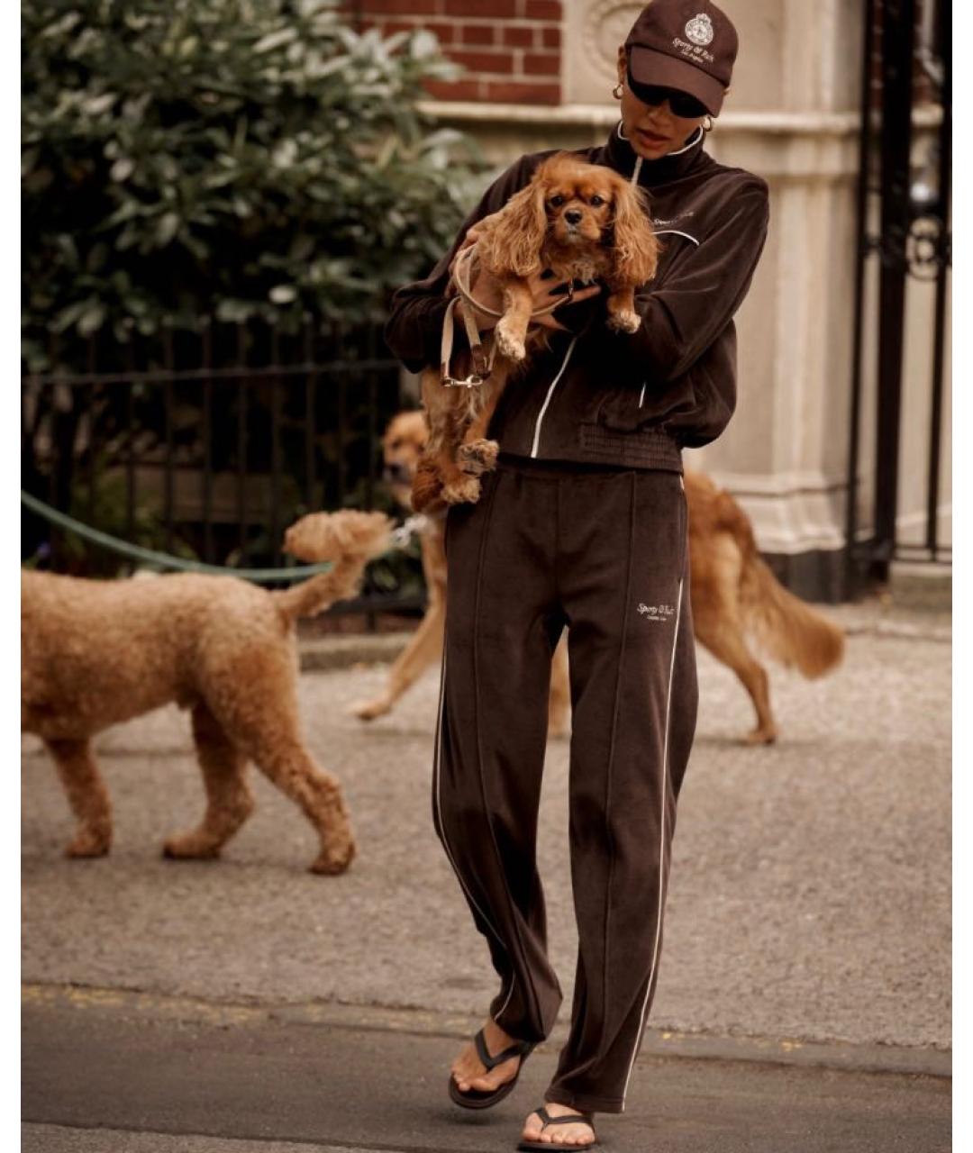 SPORTY AND RICH Коричневый велюровый спортивные костюмы, фото 7