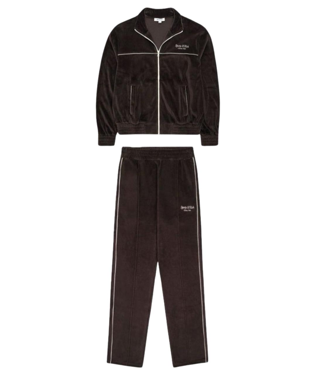 SPORTY AND RICH Коричневый велюровый спортивные костюмы, фото 1