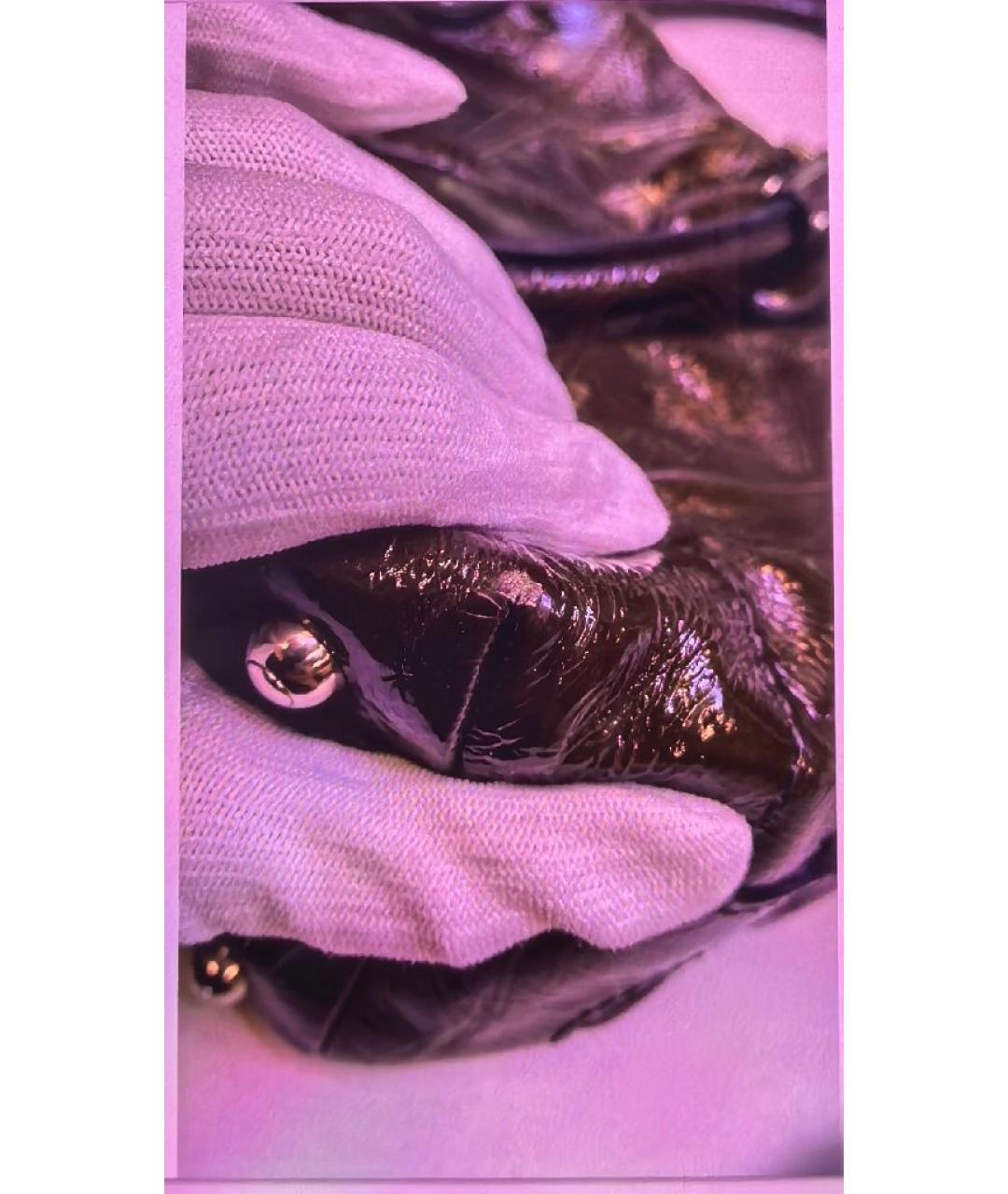 TOD'S Коричневая сумка с короткими ручками из лакированной кожи, фото 7