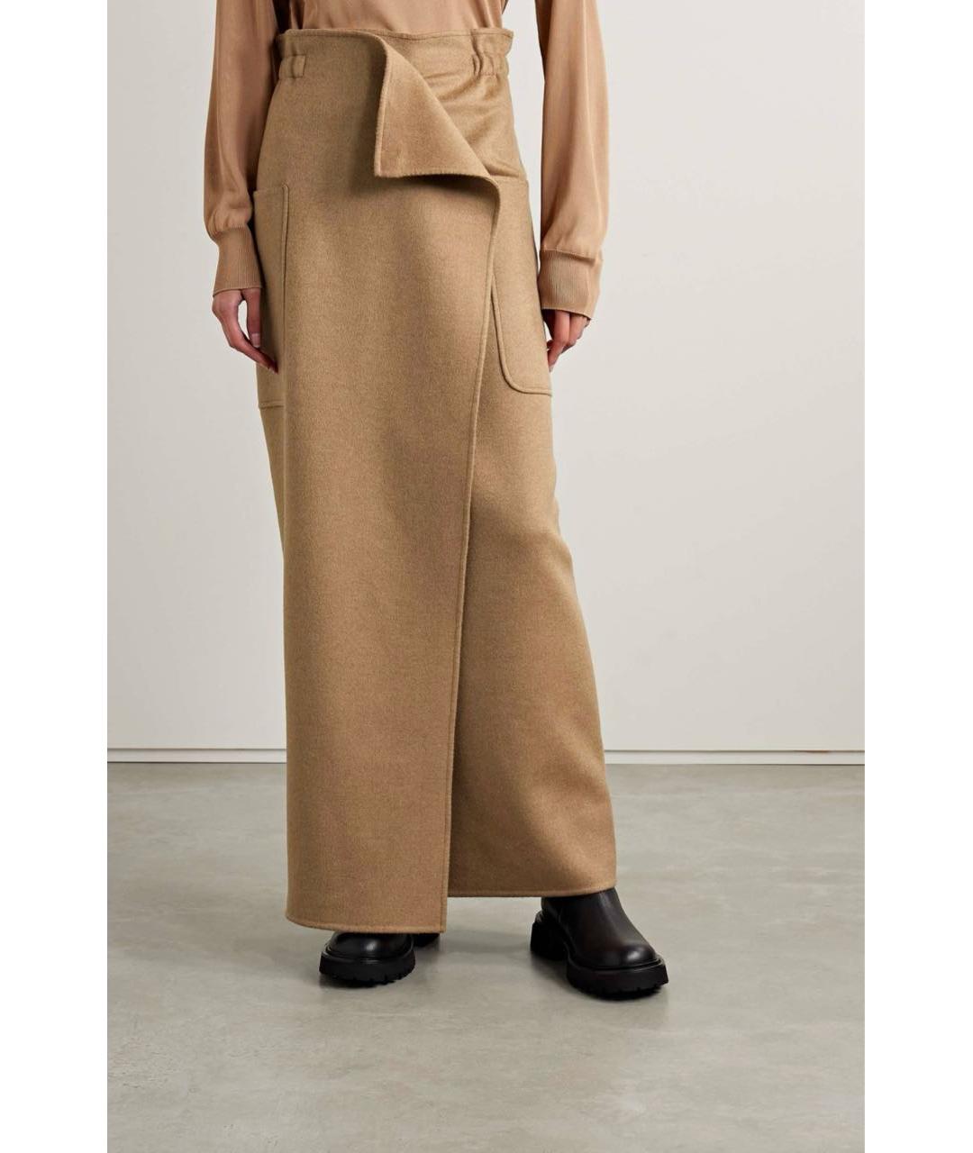 MAX MARA Бежевая кашемировая юбка миди, фото 6