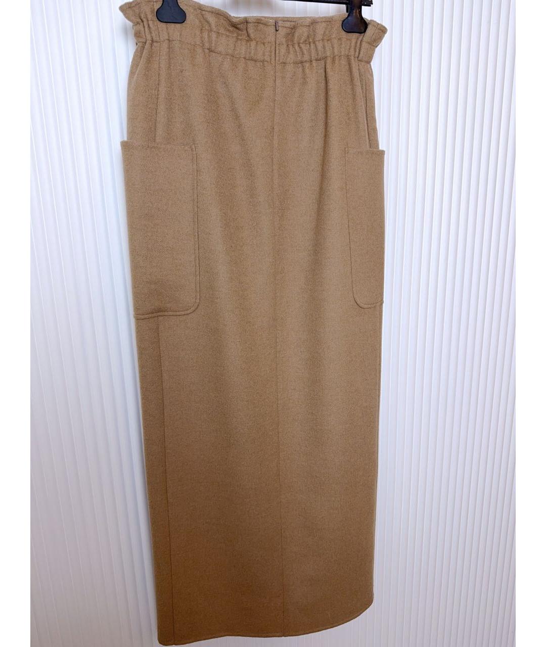 MAX MARA Бежевая кашемировая юбка миди, фото 3