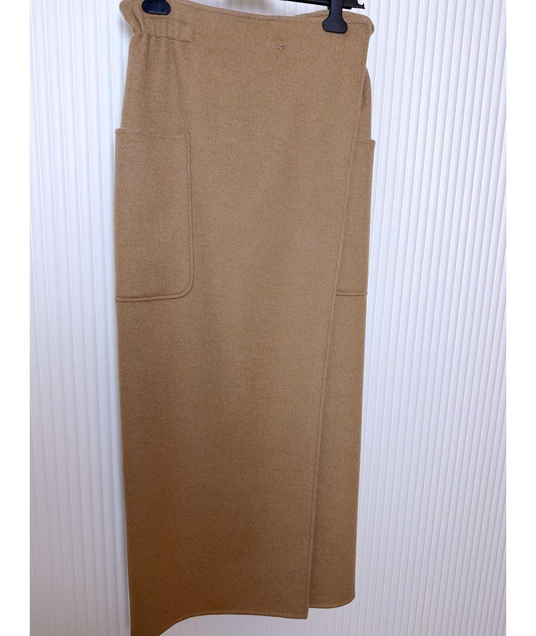 MAX MARA Бежевая кашемировая юбка миди, фото 2