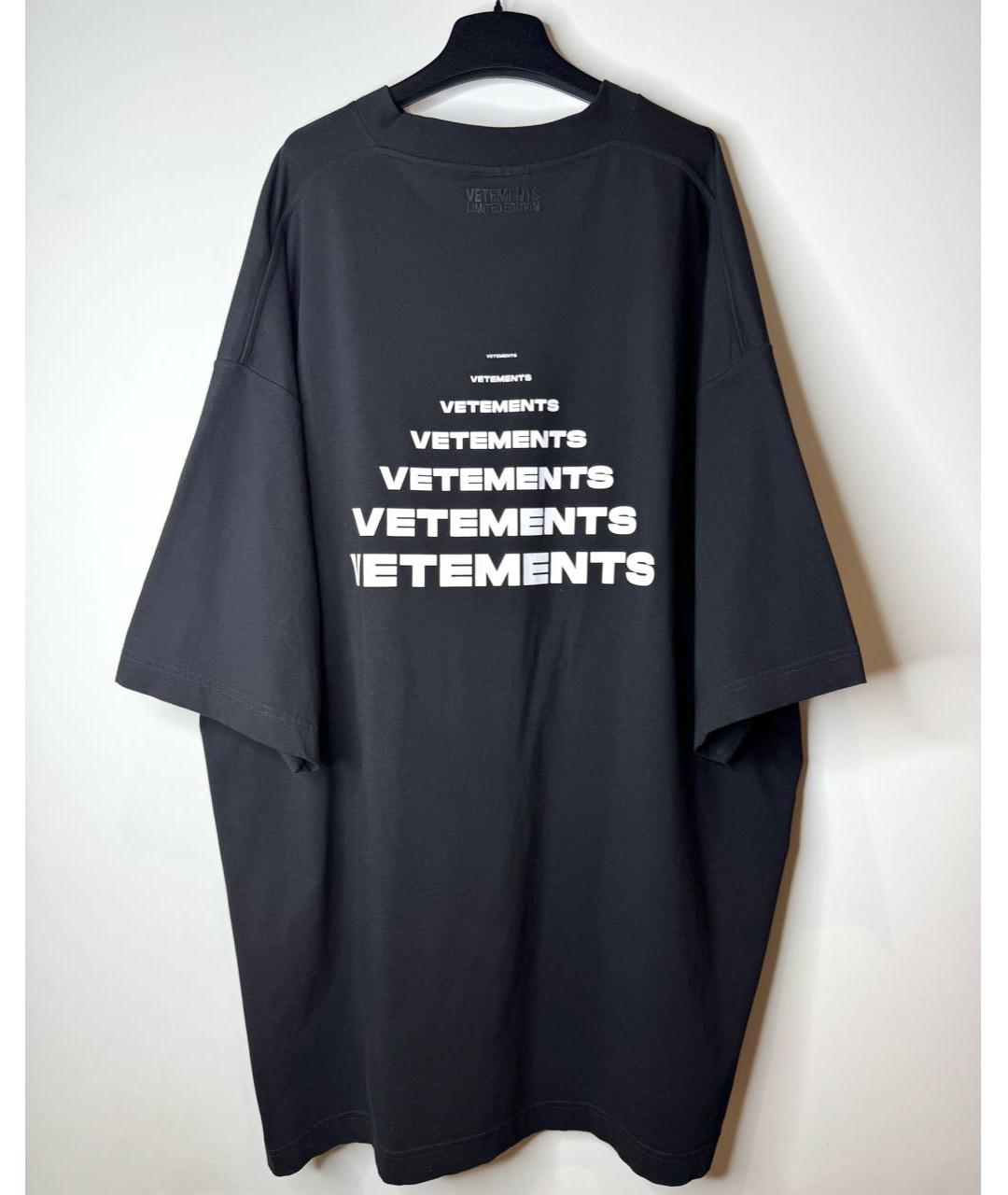 VETEMENTS Черная хлопковая футболка, фото 3