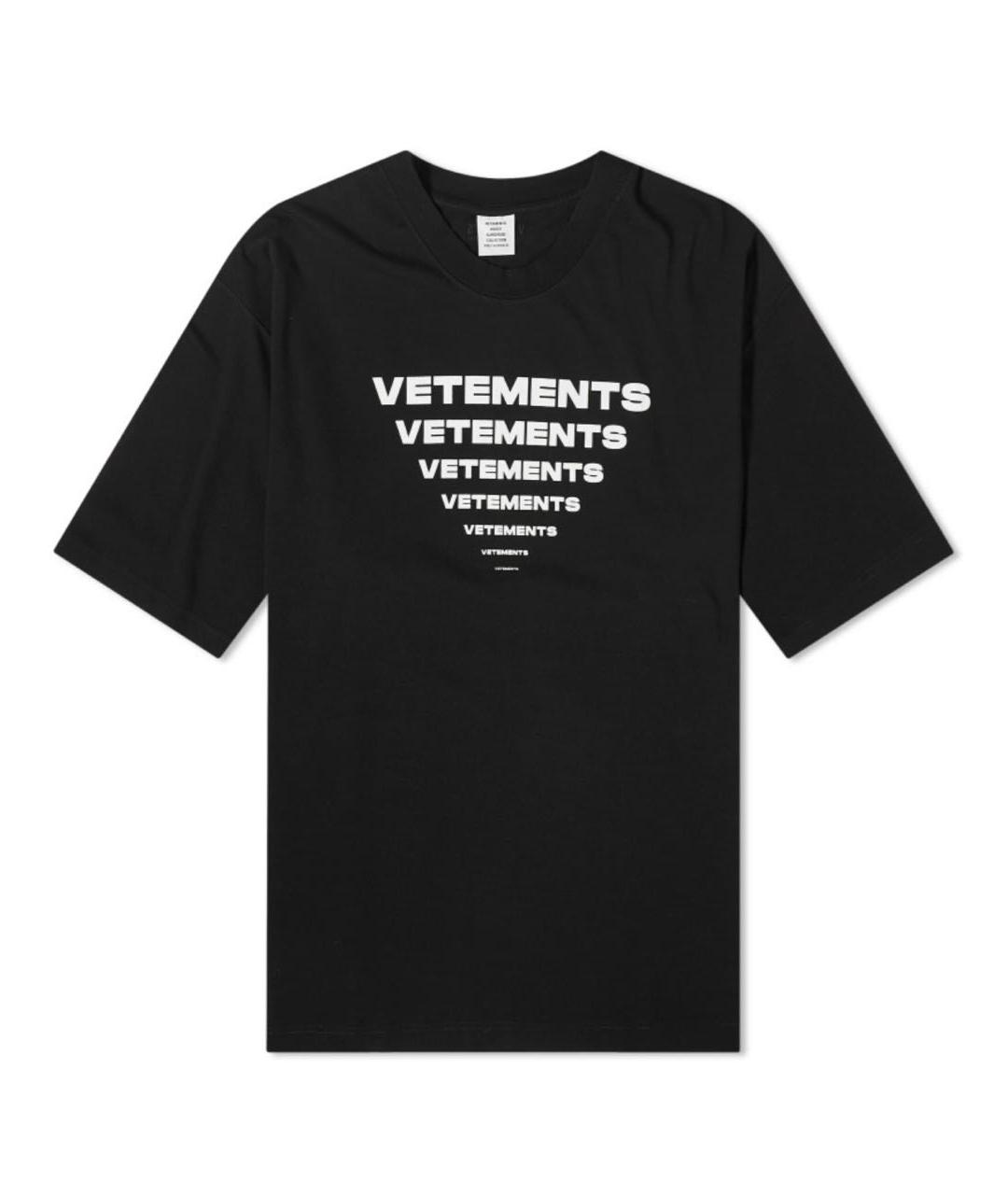 VETEMENTS Черная хлопковая футболка, фото 9