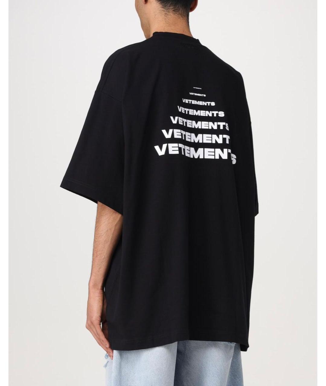 VETEMENTS Черная хлопковая футболка, фото 6