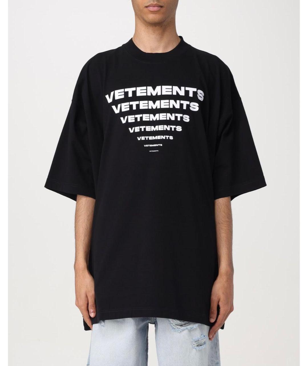 VETEMENTS Черная хлопковая футболка, фото 4