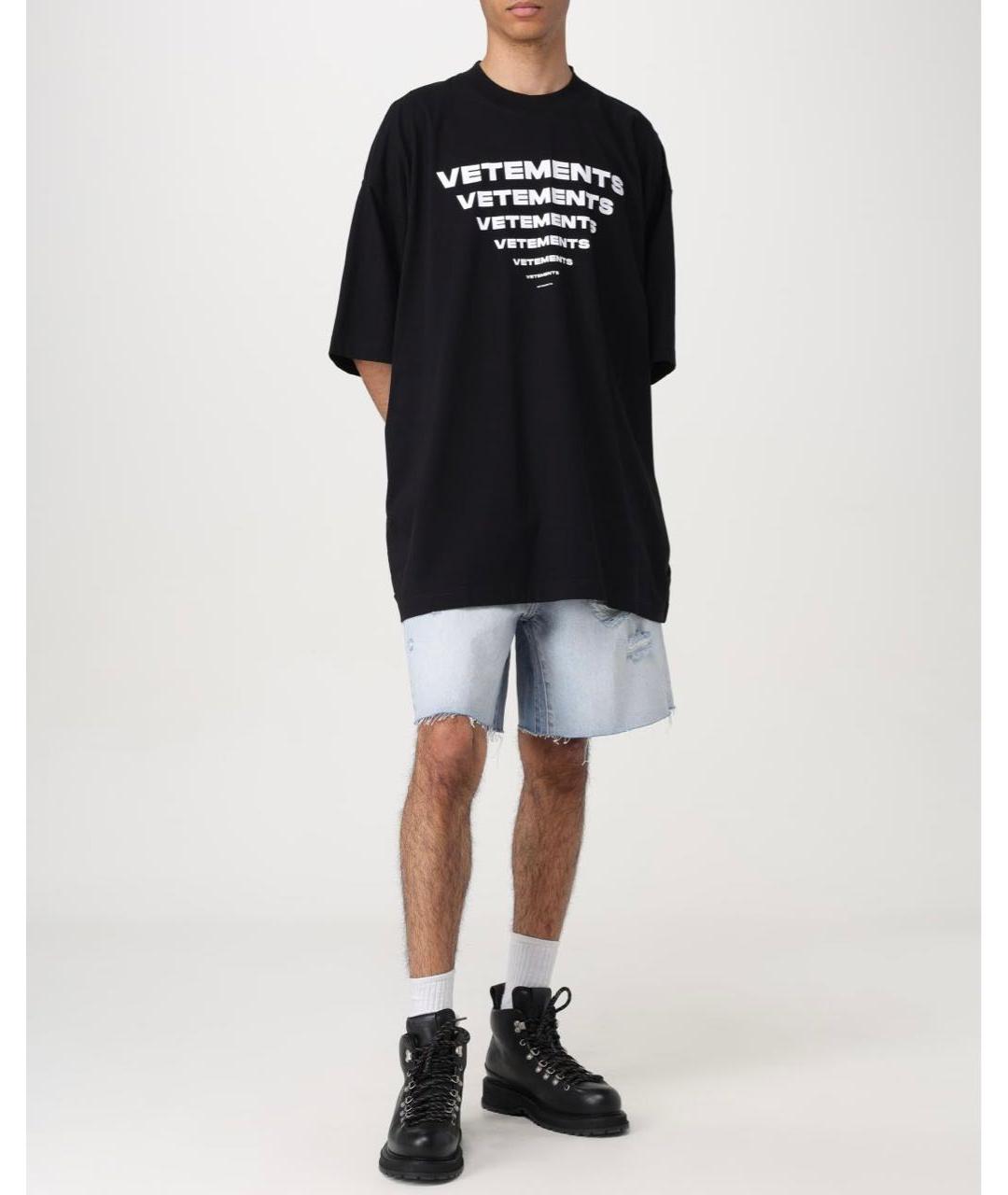 VETEMENTS Черная хлопковая футболка, фото 8