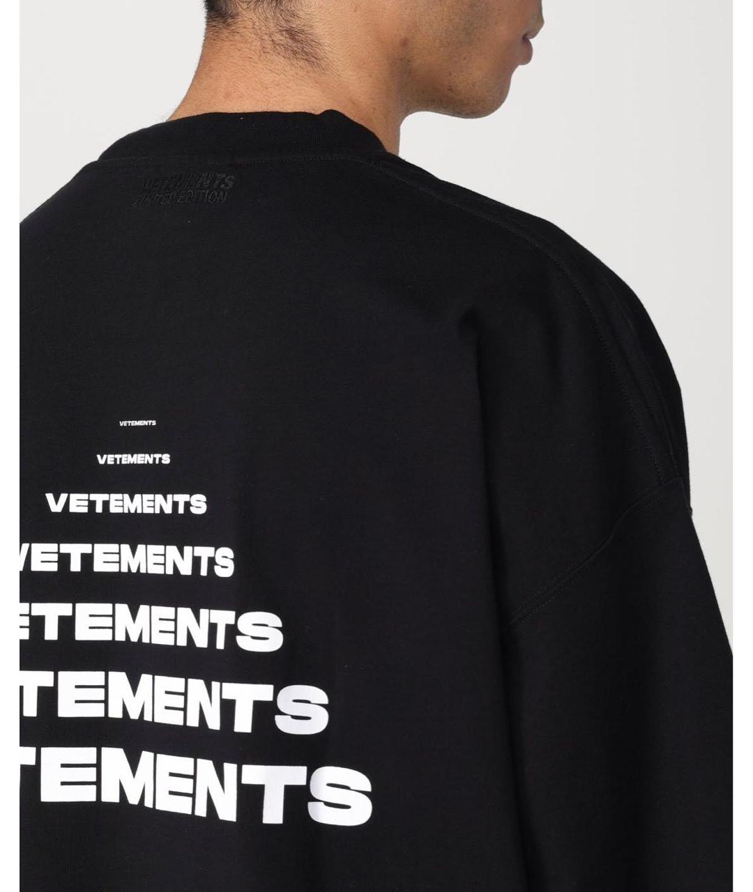 VETEMENTS Черная хлопковая футболка, фото 7