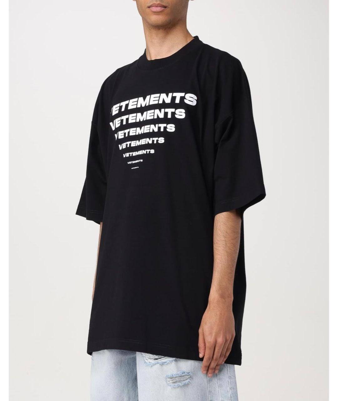 VETEMENTS Черная хлопковая футболка, фото 5
