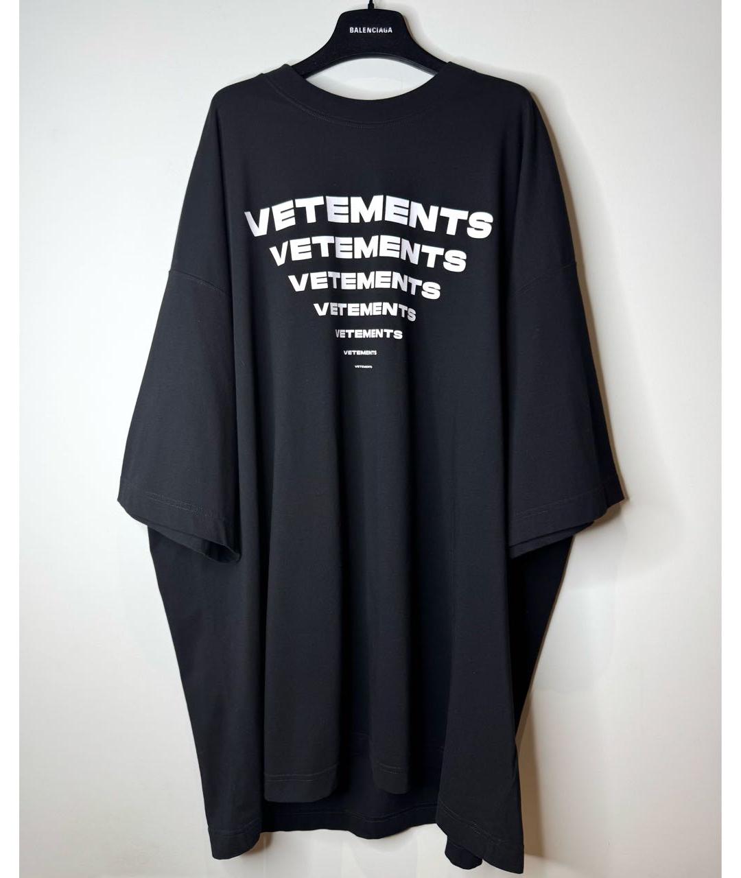 VETEMENTS Черная хлопковая футболка, фото 2