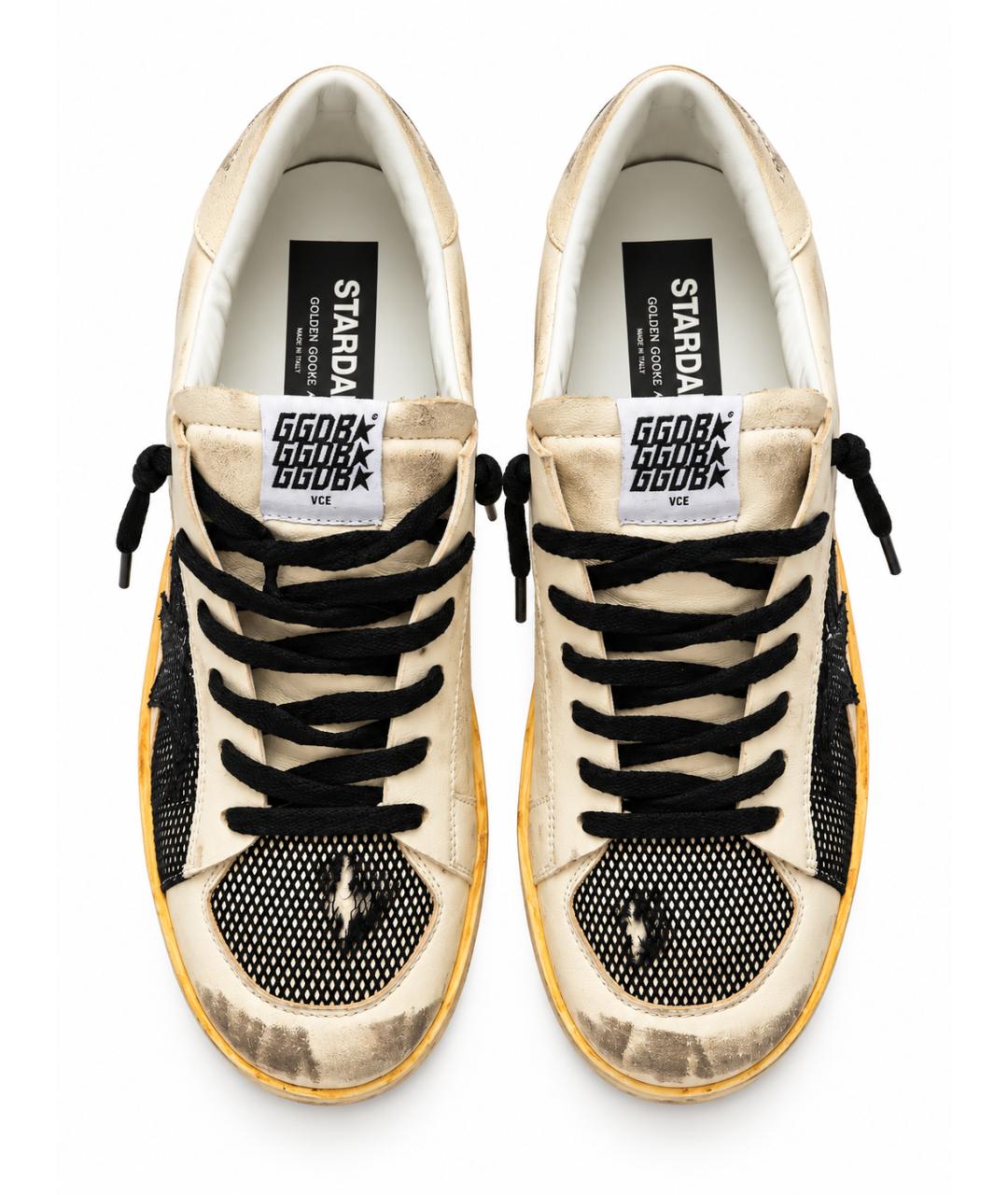 GOLDEN GOOSE Бежевые кожаные низкие кроссовки / кеды, фото 7