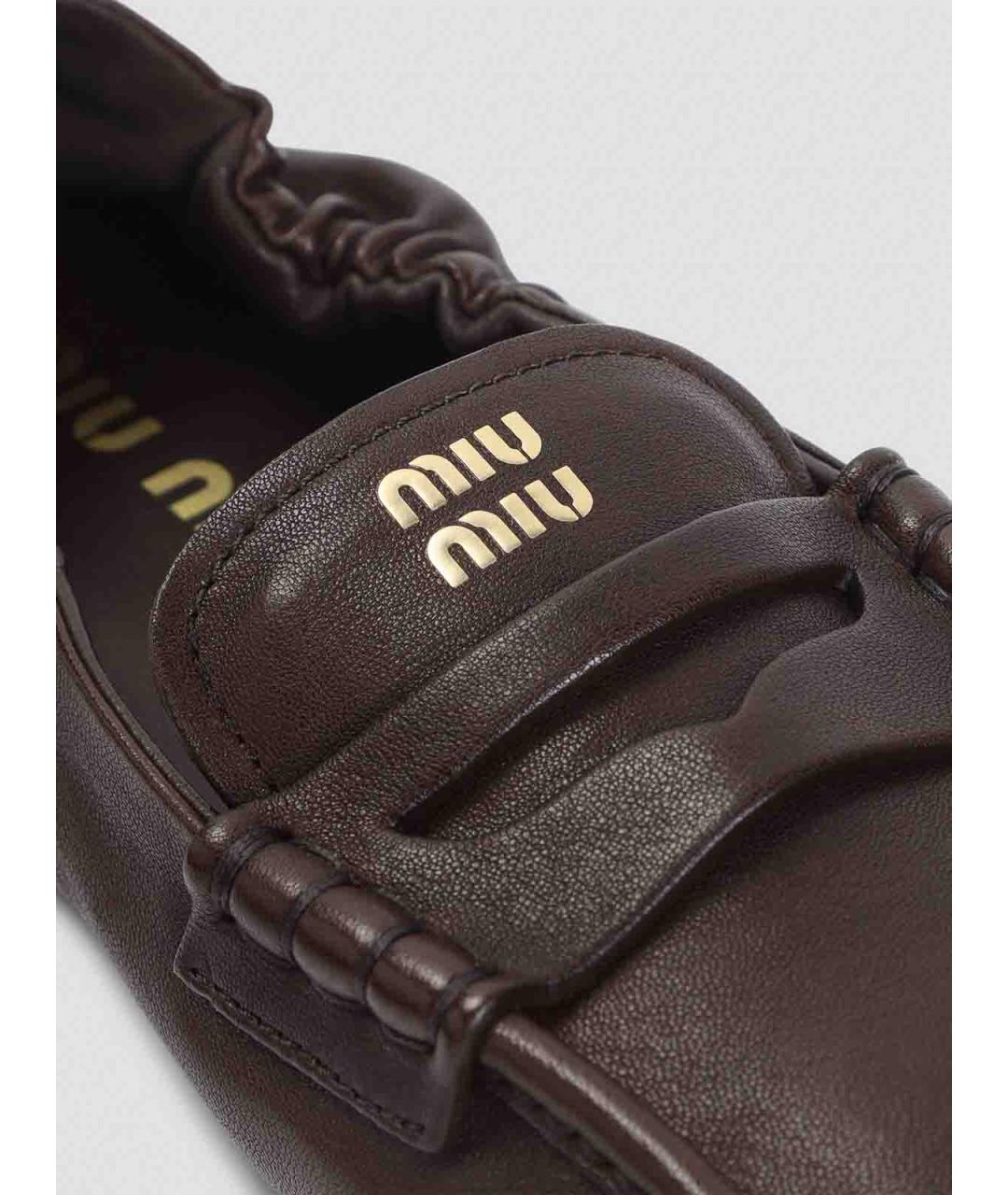 MIU MIU Коричневые кожаные лоферы, фото 4
