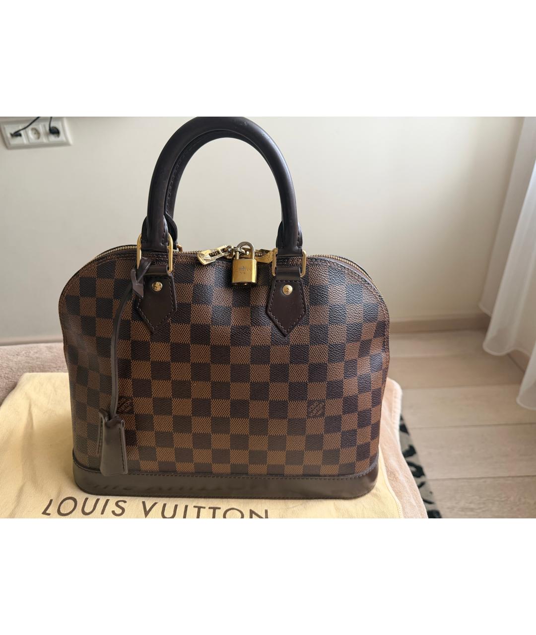 LOUIS VUITTON Коричневая сумка с короткими ручками из канвы, фото 8