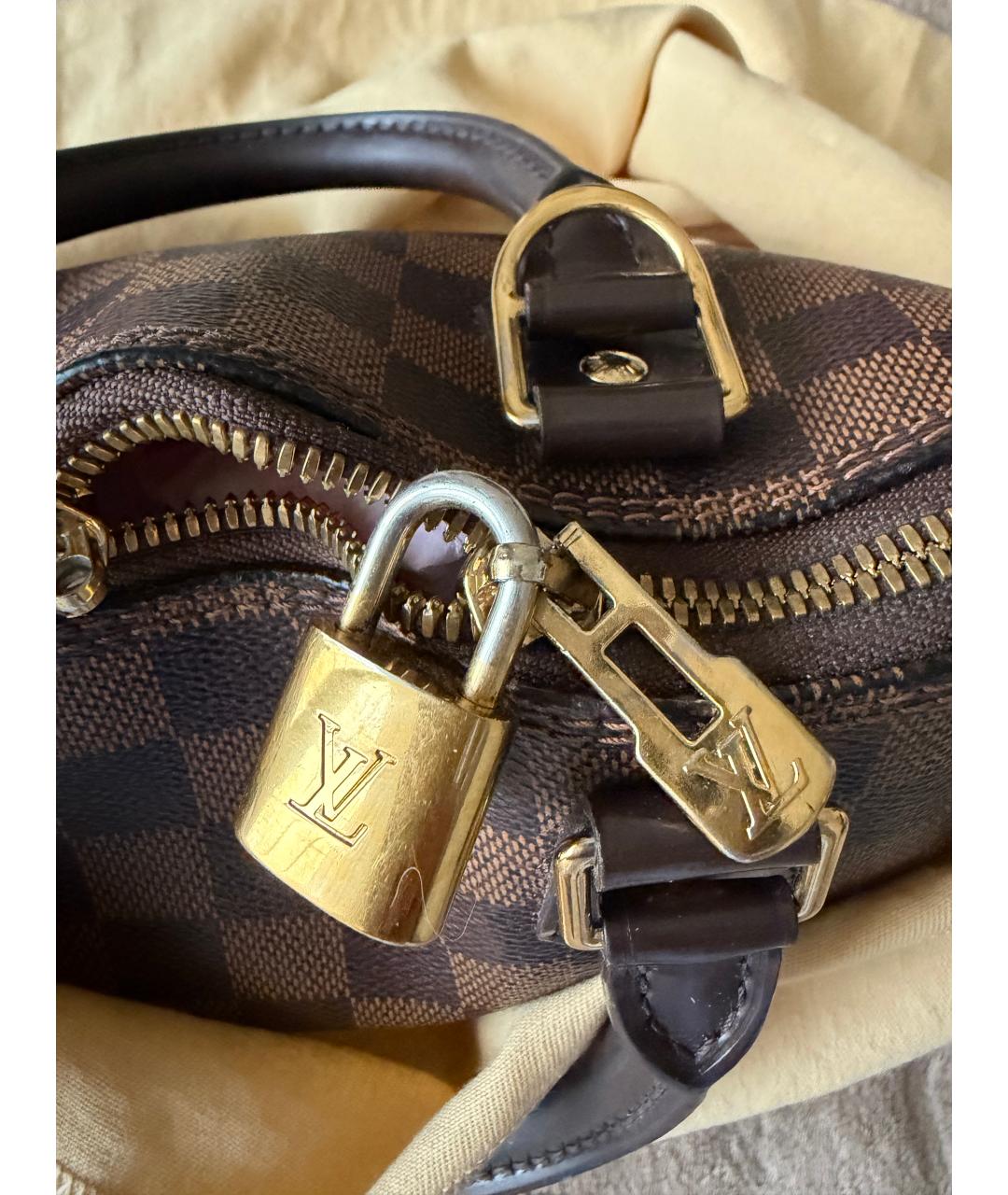 LOUIS VUITTON Коричневая сумка с короткими ручками из канвы, фото 6