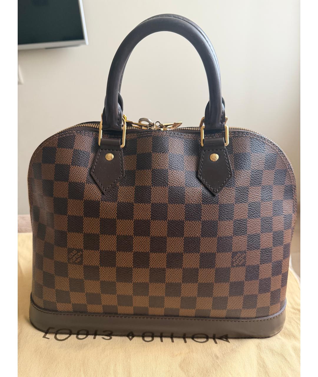 LOUIS VUITTON Коричневая сумка с короткими ручками из канвы, фото 2