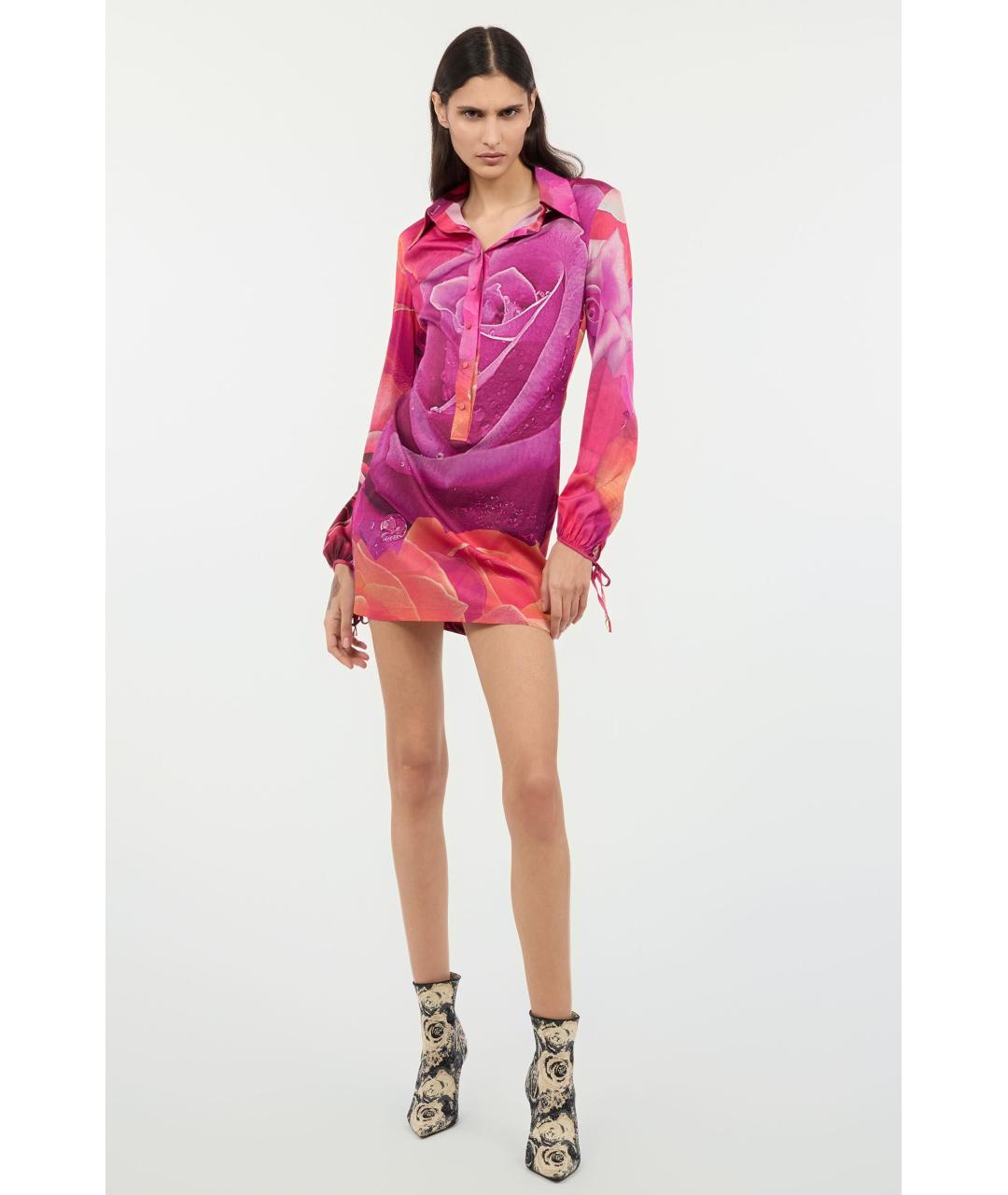 ROBERTO CAVALLI Фуксия вискозное коктейльное платье, фото 2
