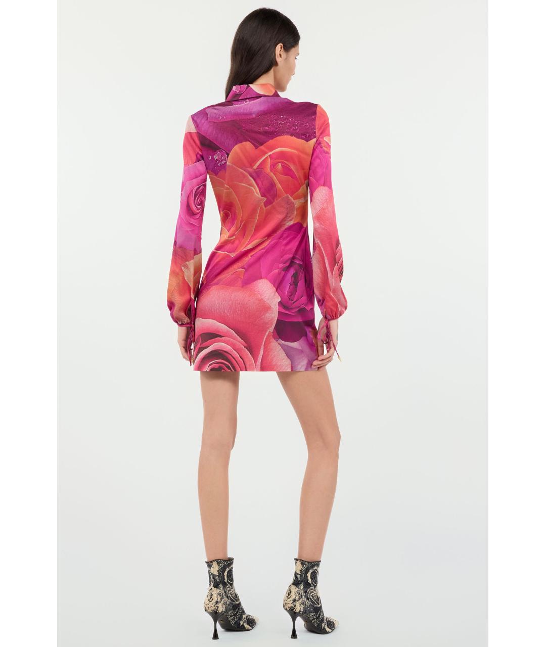 ROBERTO CAVALLI Фуксия вискозное коктейльное платье, фото 4