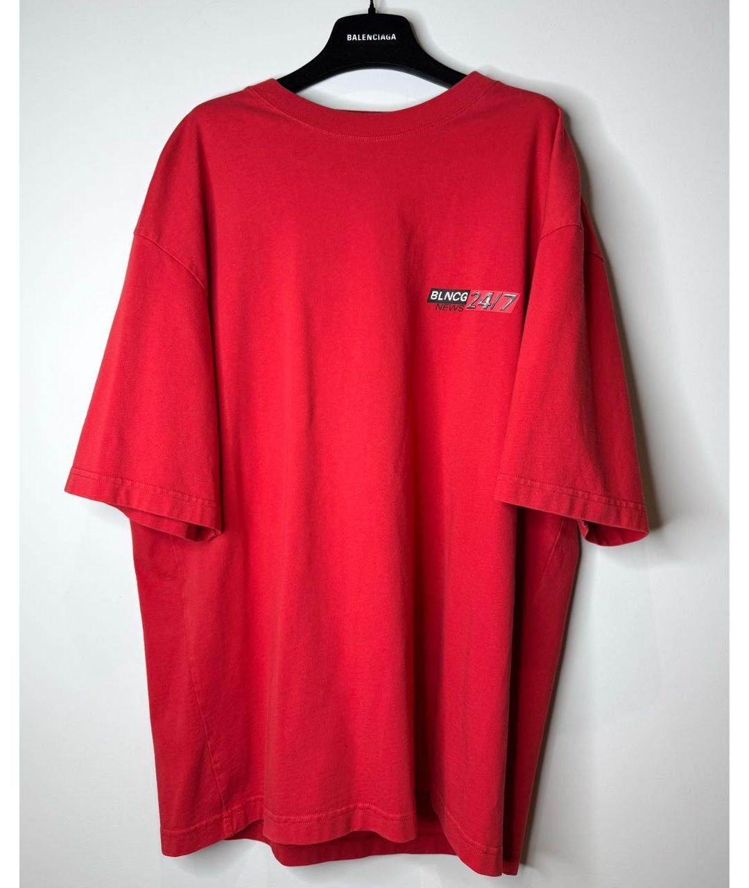 BALENCIAGA Красная хлопковая футболка, фото 2