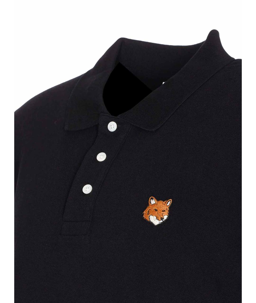 MAISON KITSUNE Черное хлопковое поло с коротким рукавом, фото 4