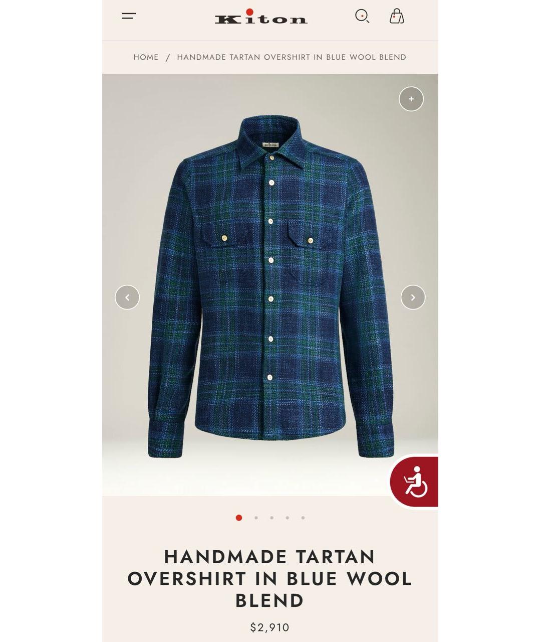 KITON Темно-синяя шерстяная кэжуал рубашка, фото 6