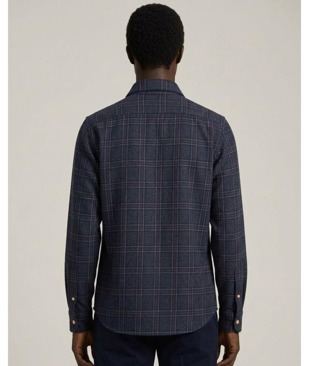 KITON Темно-синяя шерстяная кэжуал рубашка, фото 5