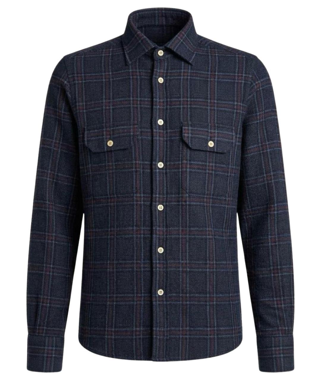 KITON Темно-синяя шерстяная кэжуал рубашка, фото 1